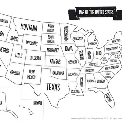 Black and white map of the United States of America